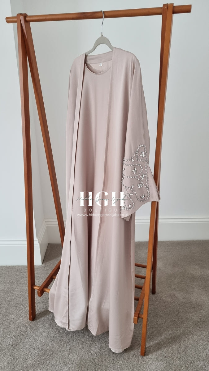 Blush Pink Elastic Cuff Simple Abaya