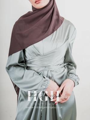 Noura Satin Wrap dress | Sage