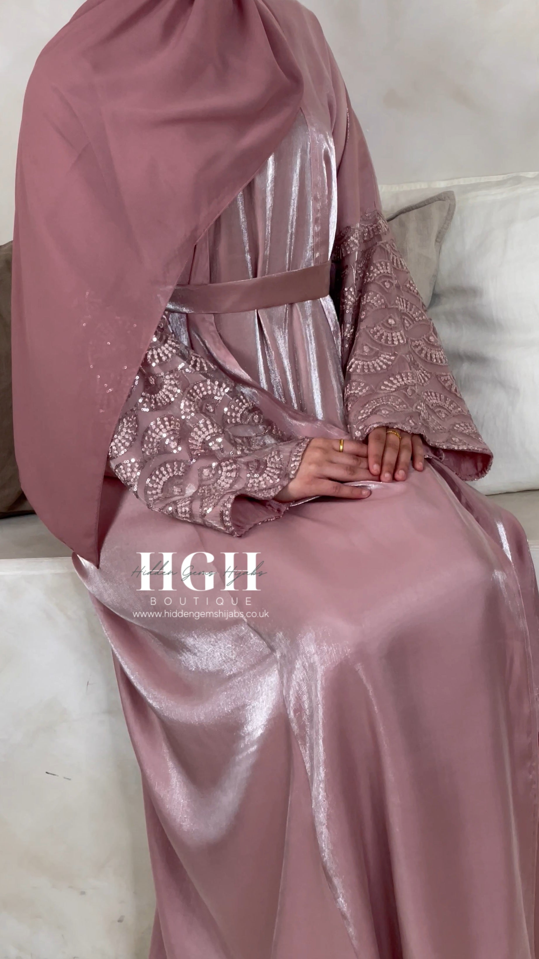 Rose Lace Organza Abaya