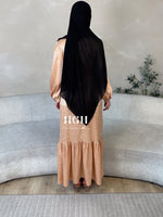 Sale | Zaina Satin Print Dress | Peach