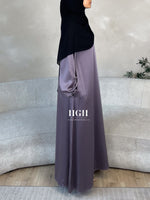 Cuffed sleeve closed Abaya | Lilac Grey