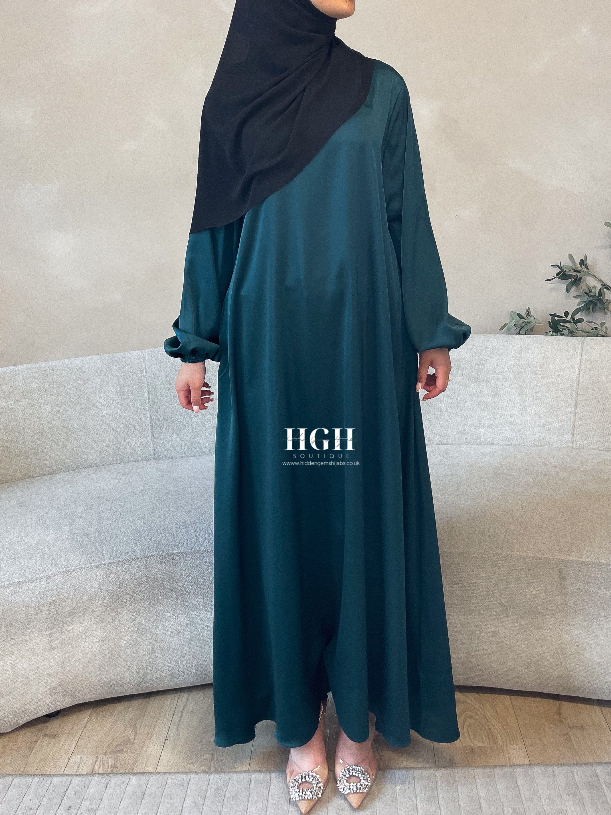 Cuffed sleeve closed Abaya |Forest Green