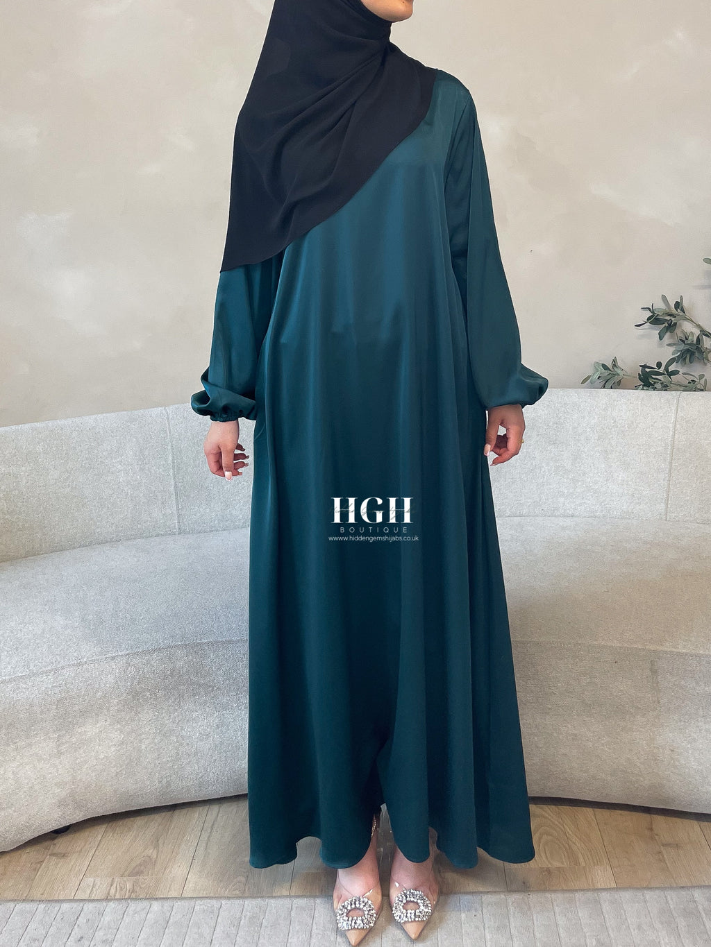 Cuffed sleeve closed Abaya |Forest Green