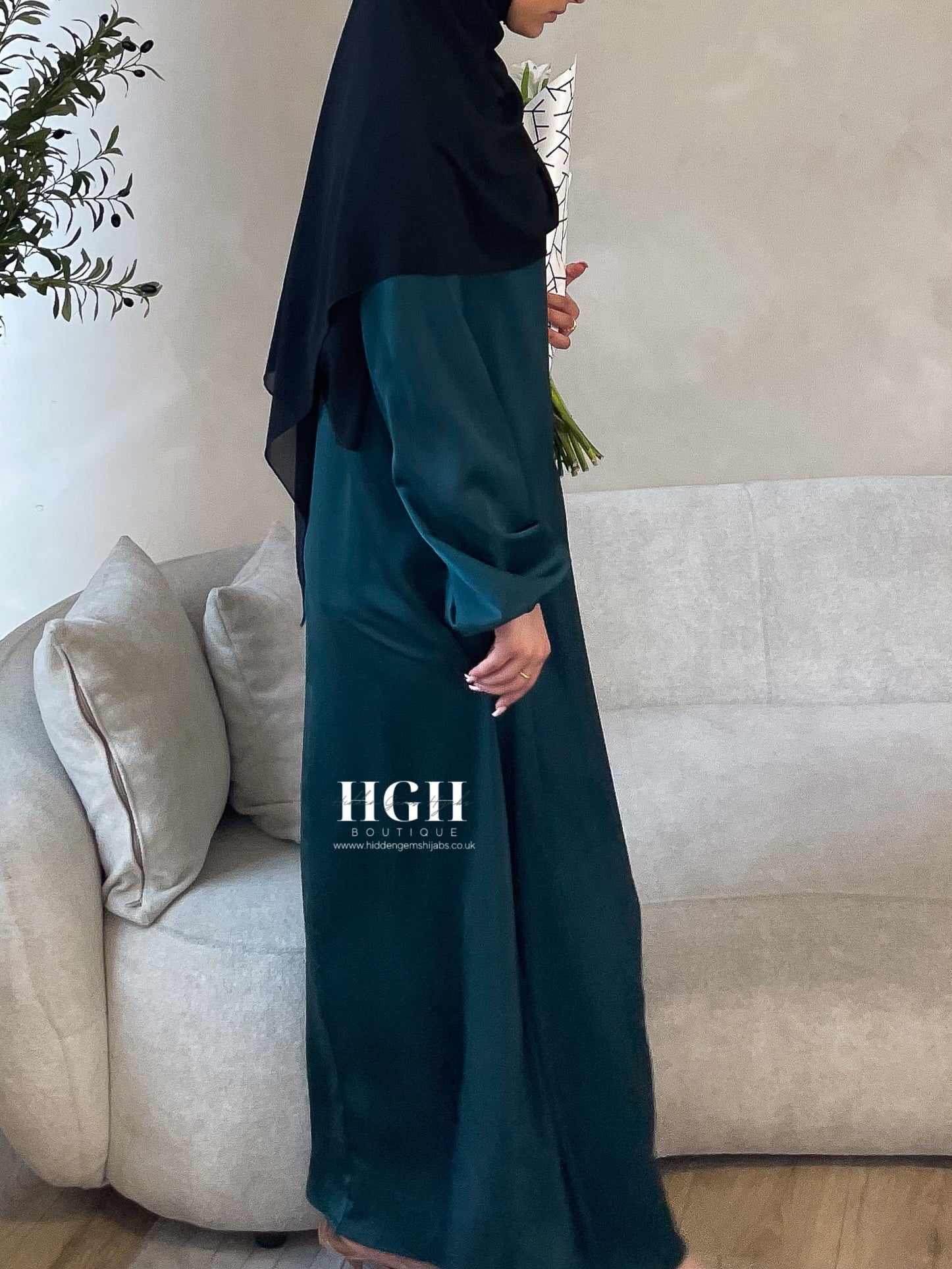 Cuffed sleeve closed Abaya |Forest Green