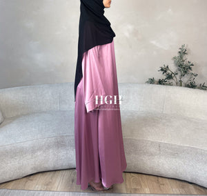 Sale | Wide Sleeved closed Satin Abaya | Pink