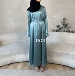 Sale | Wide Sleeved closed Satin Abaya | Blue