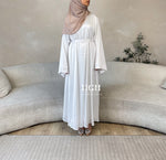 Sale | Wide Sleeved closed Satin Abaya | White