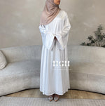 Sale | Wide Sleeved closed Satin Abaya | White