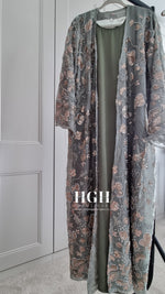 Organza Heavy Embellished Abaya | Sage