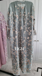 Organza Heavy Embellished Abaya | Sage