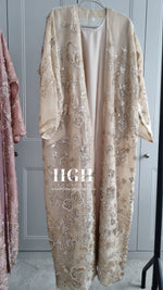 Organza Heavy Embellished Abaya | Butter Yellow