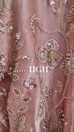 Organza Heavy Embellished Abaya | Coral Pink