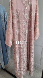 Organza Heavy Embellished Abaya | Coral Pink