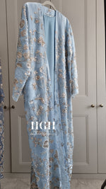 Organza Heavy Embellished Abaya | Sky Blue