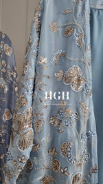 Organza Heavy Embellished Abaya | Sky Blue