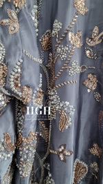 Organza Heavy Embellished Abaya | Grey