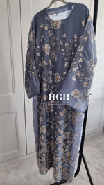Organza Heavy Embellished Abaya | Grey