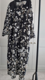 Organza Heavy Embellished Abaya | Noir