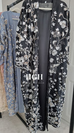 Organza Heavy Embellished Abaya | Noir