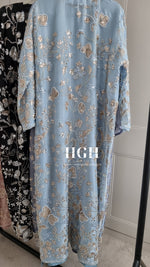 Organza Heavy Embellished Abaya | Sky Blue