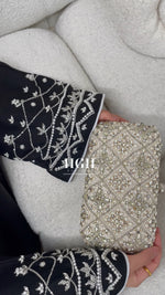 Sale | Black contrast beaded Abaya