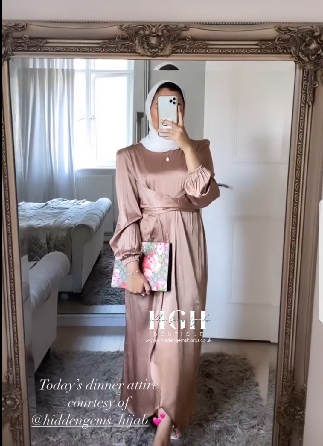 Noura Satin Wrap dress | Bronze