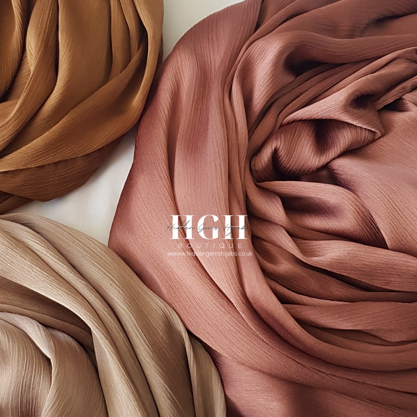 Satin Crinkle Hijab | Rosewood