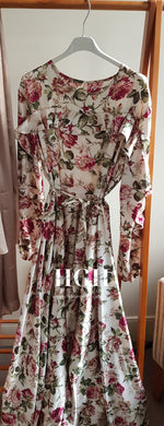 Saadhiya Vintage Frill Dress - Ivory Bouquet