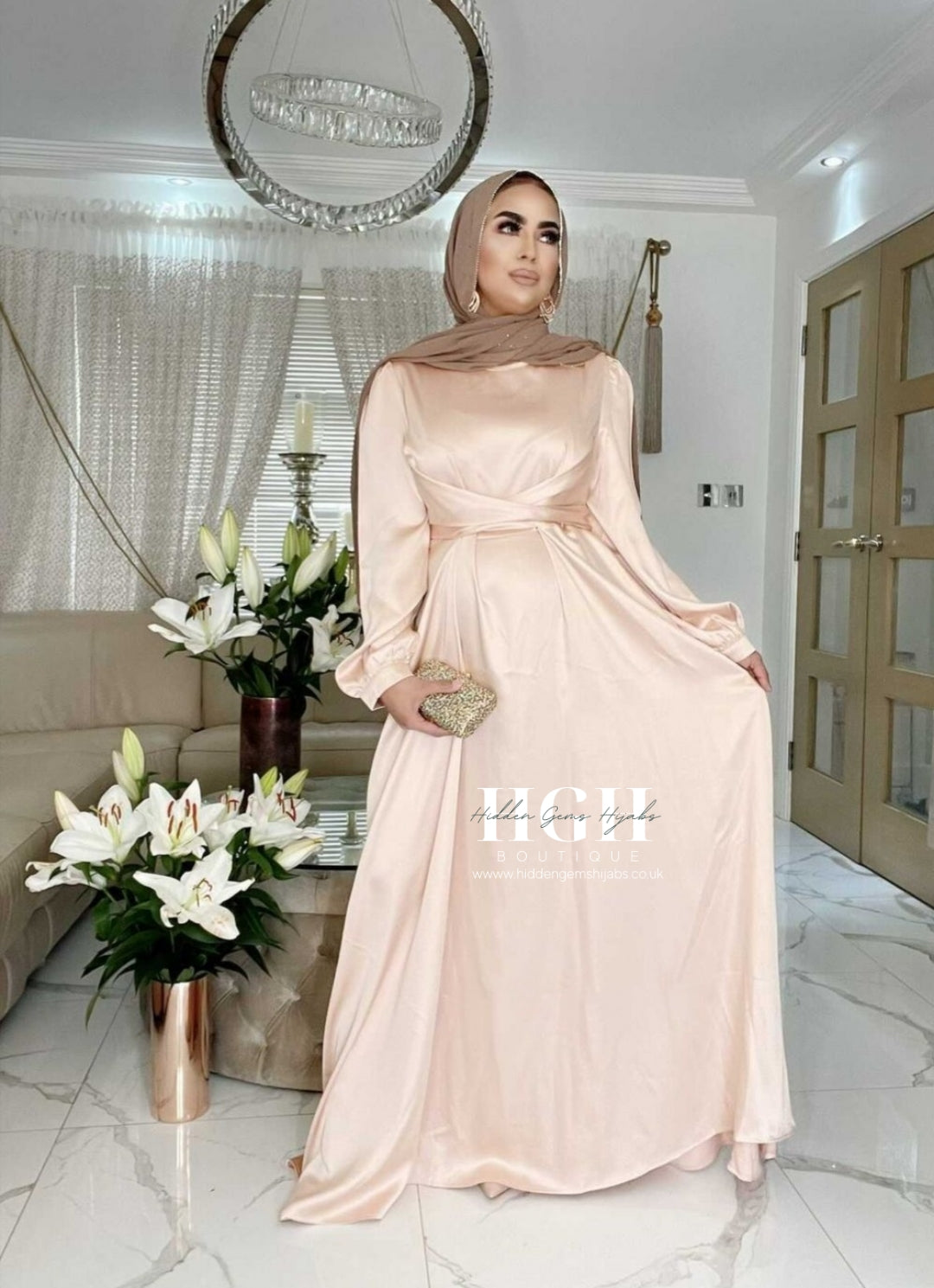 Long dress satin hijab top