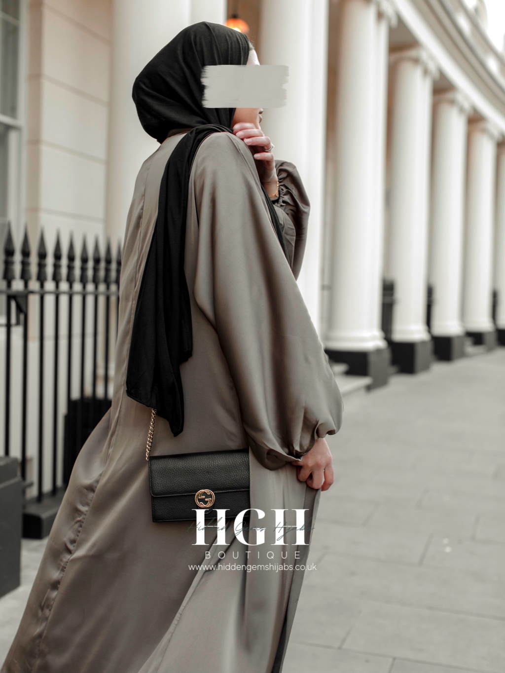 Taupe Satin Open Abaya