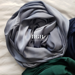 Satin Crinkle Hijab | Navy | Pine | Silver