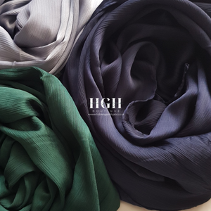 Satin Crinkle Hijab | Navy | Pine | Silver