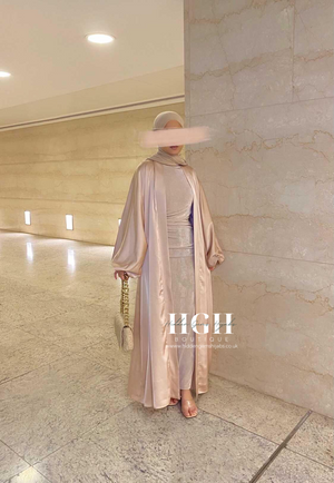 Sale Champagne Satin Open Abaya
