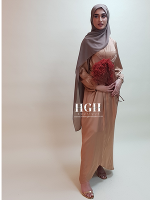 Noura Satin Wrap dress | Bronze