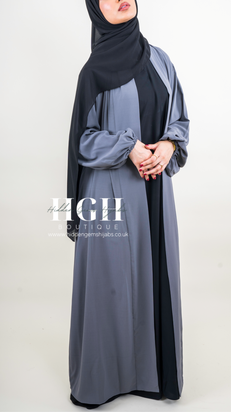 Sale | Habiba Open Abaya | Grey