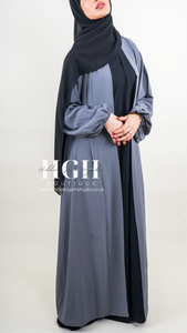 Sale | Habiba Open Abaya | Grey