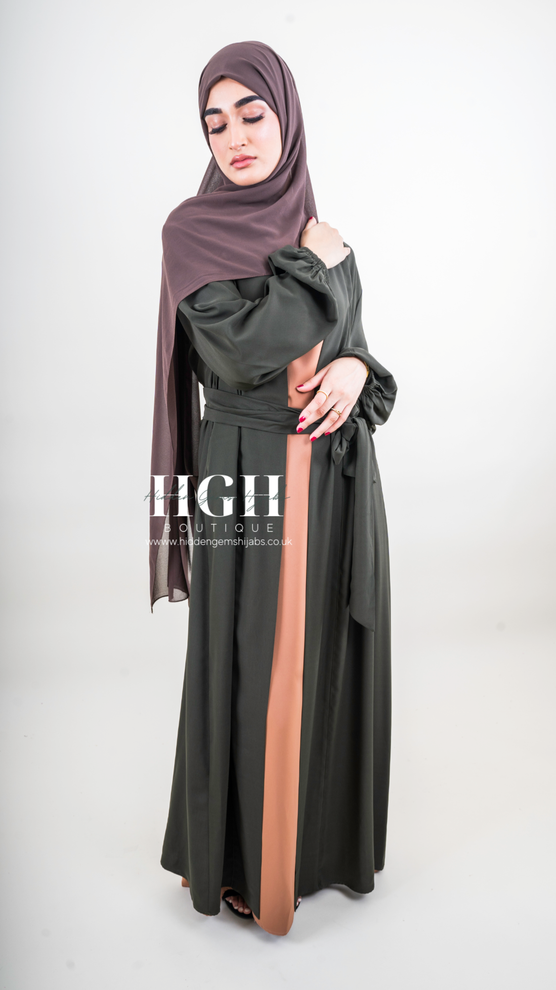 Habiba Open Abaya | Khaki