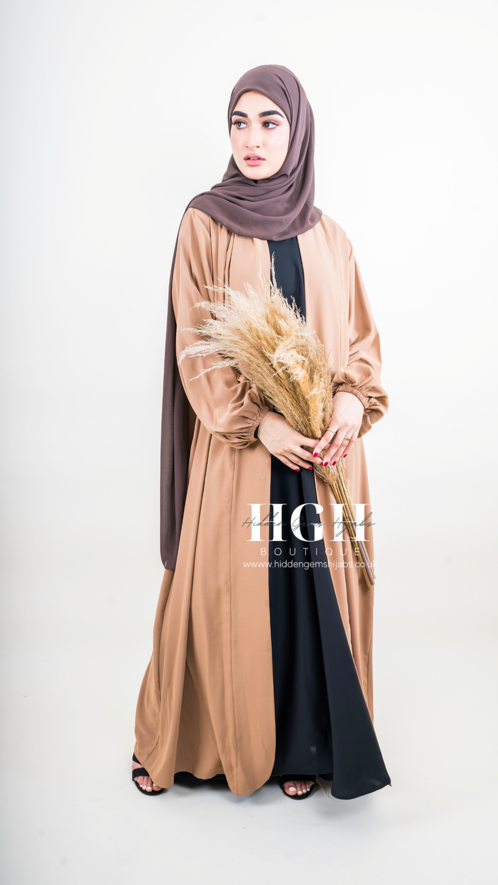 Sale | Habiba Open Abaya | Sand